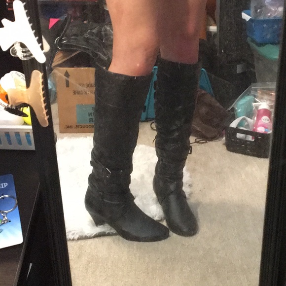 Knee high 2.5 inch high heel fur boots - Picture 3 of 7